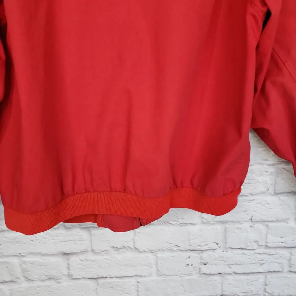 Vintage LL Bean Red Cotton Canvas Bomber Chore Jacket Zip Front Size Large